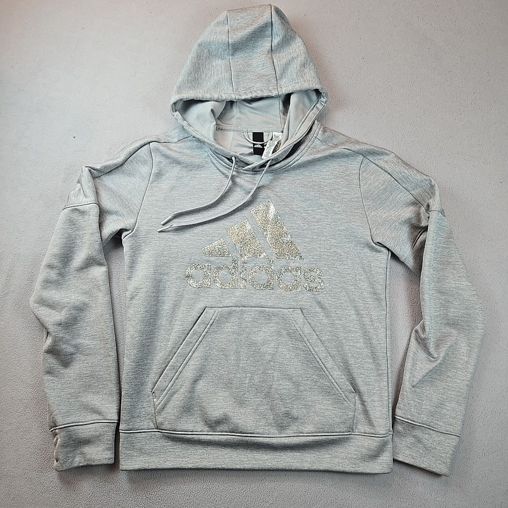 Adidas Women's Active Wear Hoodie With Silver Glitter Logo SIZE SMALL ClimaWarm